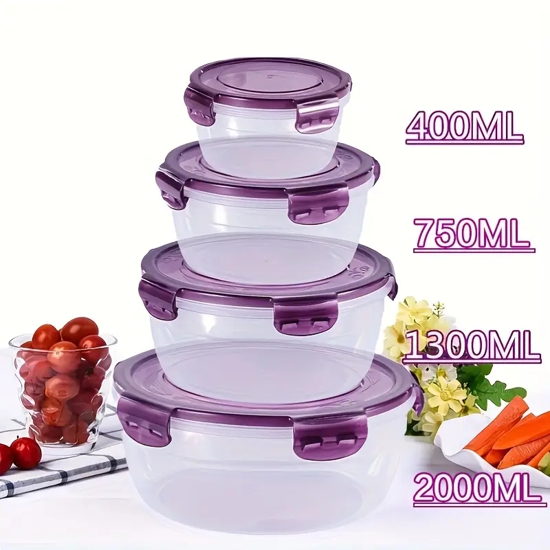 Home Cooking Food - 4 Plastic Food Storage Containers, Lunch