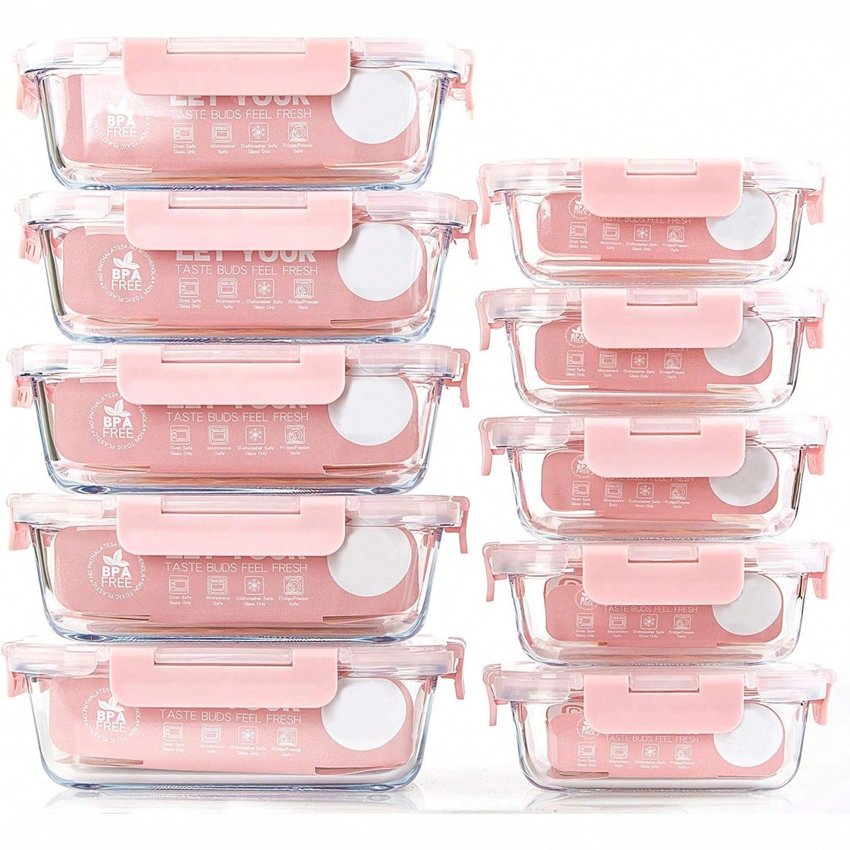Home Cooking Food - 10 Pack Glass Meal Prep Containers,