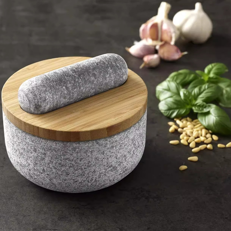 Bamboo cover granite pestle, s - огляд і ціна Mortar Pestle Granite