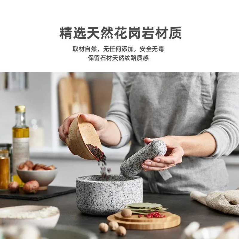 Garlic masher bamboo cover gra - огляд і ціна Mortar Pestle Granite